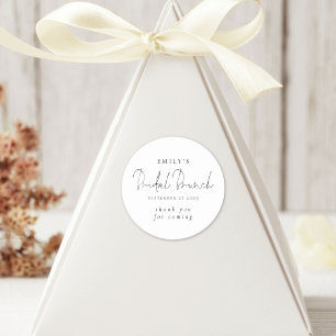 Sticker Rond Élégant Fête des mariées de script Brunch Merci