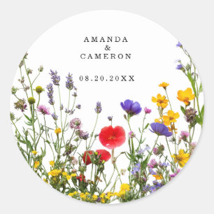 Sticker Rond Elégant Fleur Fleur Fleur Fleur Jardin Mariage