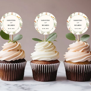 Sticker Rond Élégant Fleur sauvage Meadow Mariage ivoire Bienve