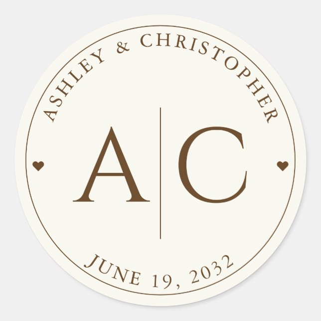 Sticker Rond Élégant Fleur sauvage moderne Mariage off-White (Devant)