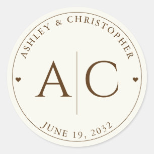 Sticker Rond Élégant Fleur sauvage moderne Mariage off-White