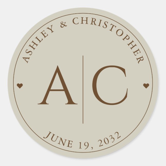 Sticker Rond Élégant Fleur sauvage moderne Taupe Mariage (Devant)