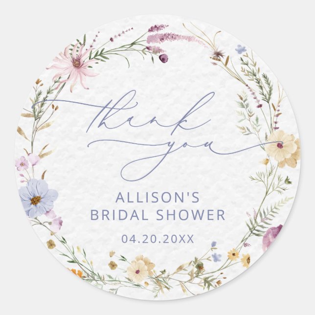 Sticker Rond Élégant Fleurs Sauvages Aquarelle Floral Baby Show (Devant)