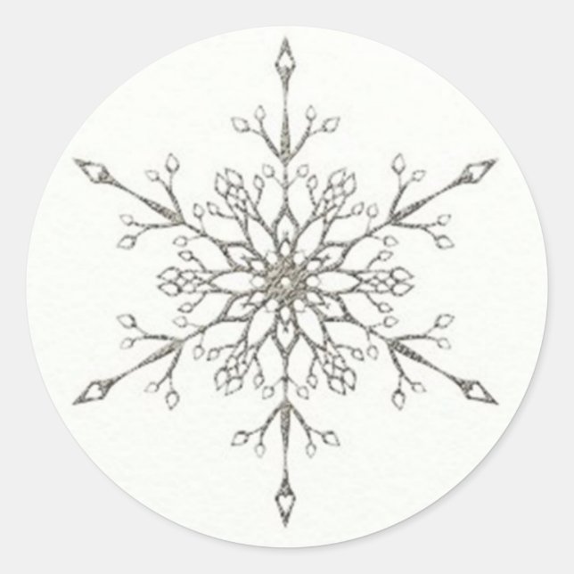 Sticker Rond Élégant flocon de neige en argent (Devant)