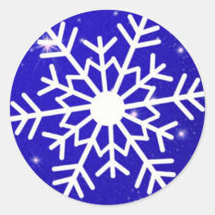 Sticker Rond Élégant Flocon de neige Noël Joyeux hiver