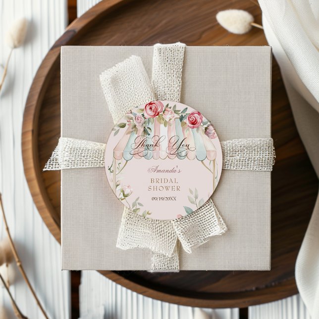 Sticker Rond Élégant floral aquarelle Baby Shower de mariage (Créateur téléchargé)