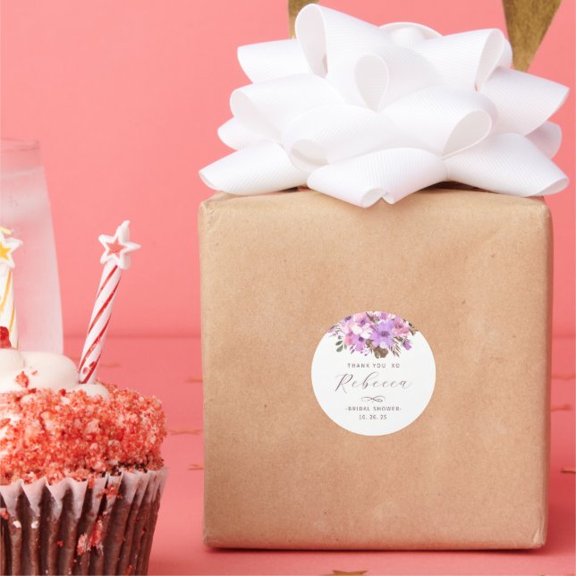 Sticker Rond Élégant floral Merci Baby Shower Fille  (Fête)