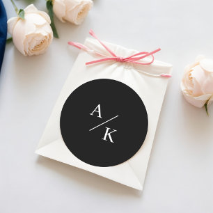 Sticker Rond Élégant floral noir et blanc
