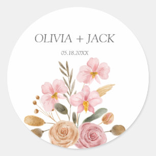 Sticker Rond Elegant Floral Wedding