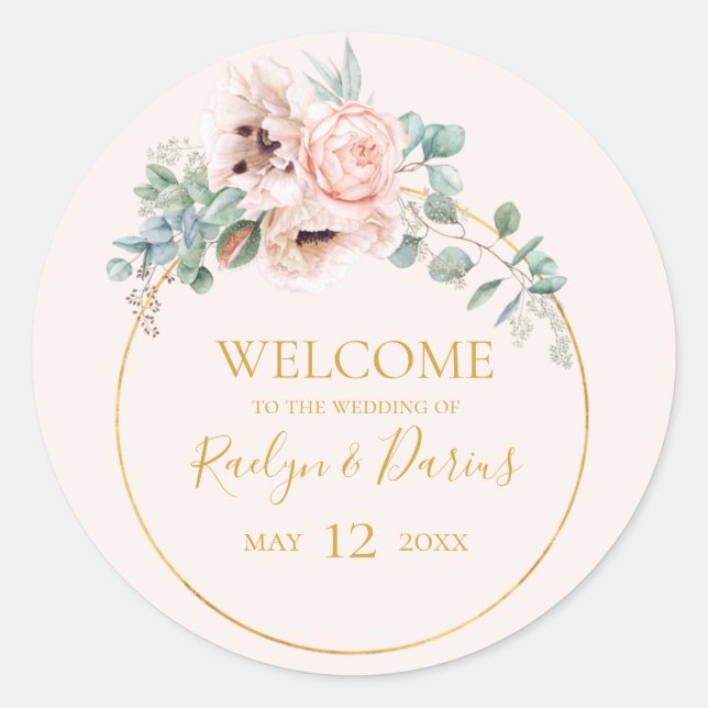 Sticker Rond Élégant flou | Accueil Mariage Pastel (Devant)