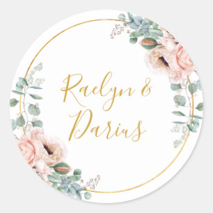 Sticker Rond Élégant flou Sceaux d'enveloppe Mariage