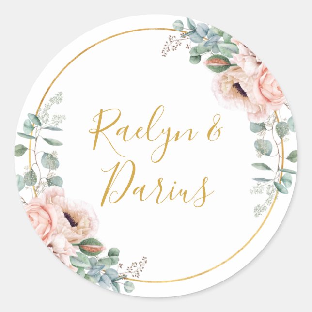 Sticker Rond Élégant flou | Sceaux d'enveloppe Mariage (Devant)