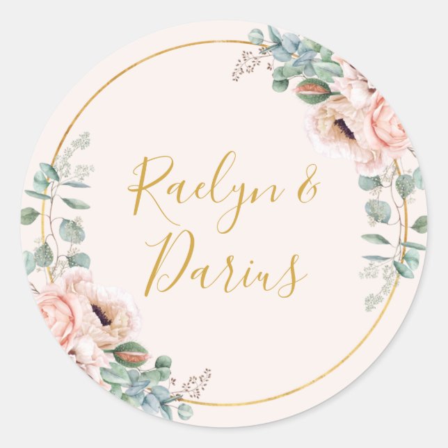 Sticker Rond Elégant flush floral Pastel Mariage Enveloppe scea (Devant)