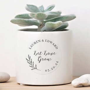 Sticker Rond Élégant Foliage Laisser L'Amour Cultiver Mariage F