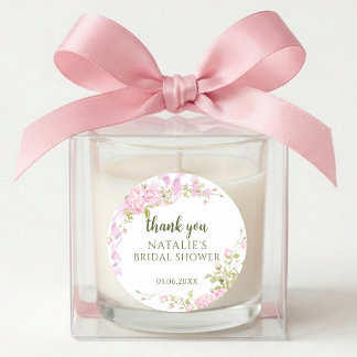 Sticker Rond Elegant Garden Floral Bridal Shower Thank You 