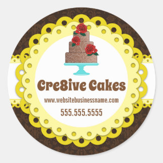 Sticker Rond Élégant gâteau Boulangerie Emballage Seals
