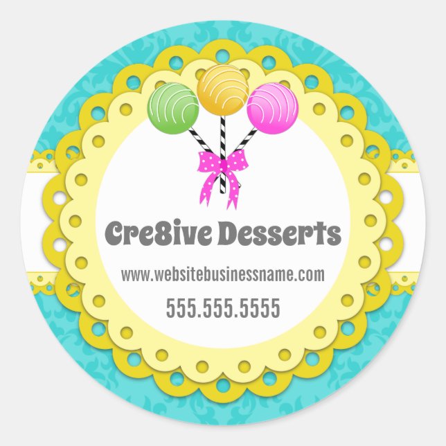Sticker Rond Élégant gâteau Pops Boulangerie Emballage Seals (Devant)