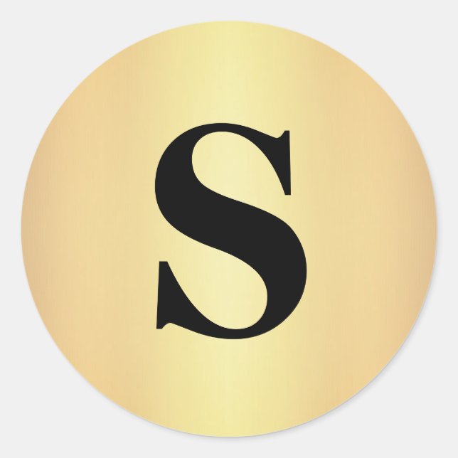 Sticker Rond Elegant Glitter Gold Monogram Envelope Seal