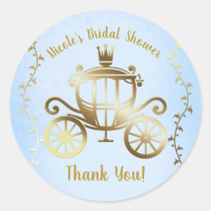 Sticker Rond Elégant Gold Carriage Blue Storybook Royal