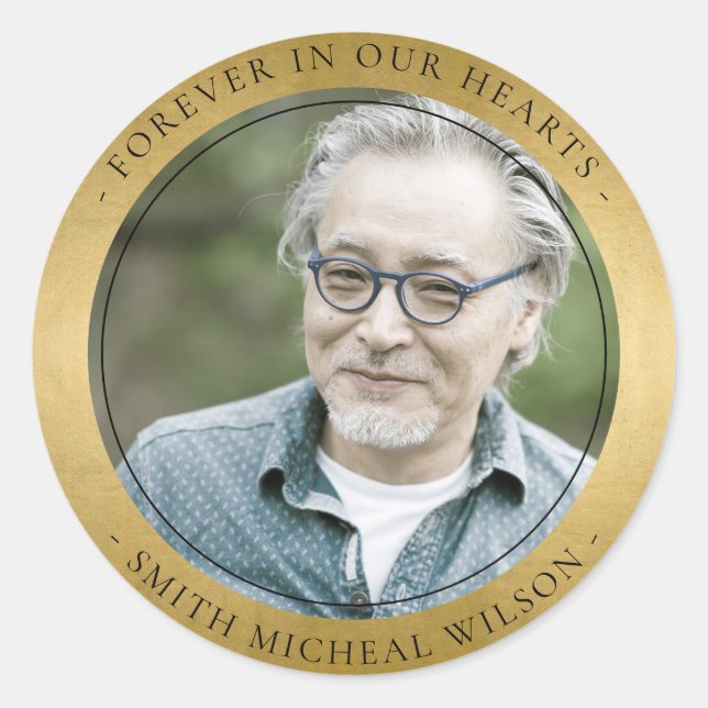 STICKER ROND ÉLÉGANT GOLD FOIL FAUX SYMPATHIE PHOTO MÉMORIALE (Devant)