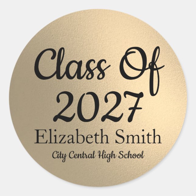 Sticker Rond Elegant Gold Graduation Envelope Seals (Devant)