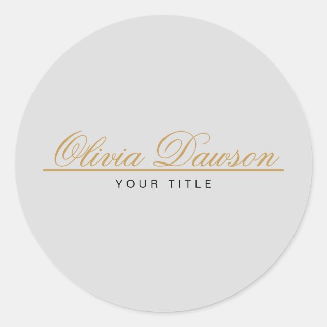 Sticker Rond Elegant Gold Script Minimalist (Devant)