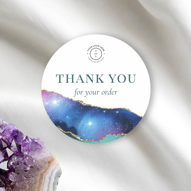 Sticker Rond Élégant Gold Stars Cosmic Logo Merci (Créateur téléchargé)