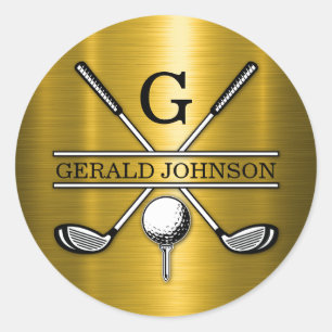 Sticker Rond Elegant Golf Monogr...