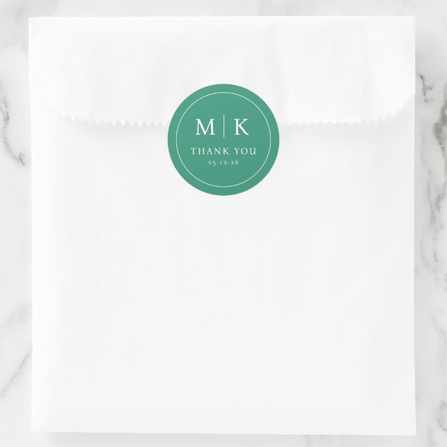 Sticker Rond Elegant Green Initials Circle (Sac)