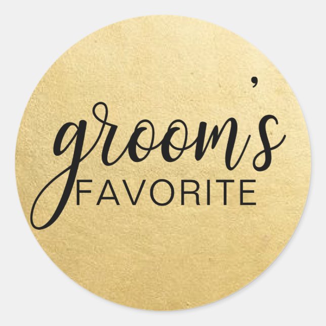 Sticker Rond Elégant GROOM's FAVORITE Mariage Cadeaux Faveurs (Devant)