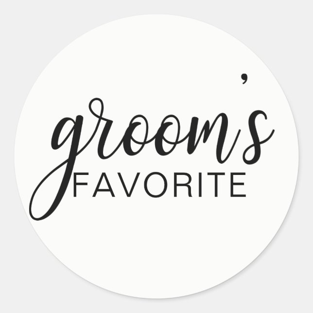 Sticker Rond Elégant GROOM's FAVORITE Mariage Cadeaux Faveurs (Devant)