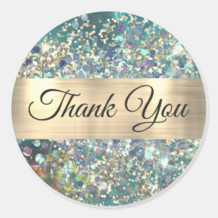 Sticker Rond Élégant Holographique Paillettes Agate Merci Class
