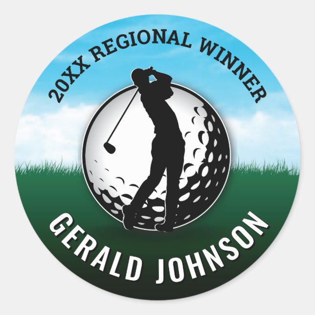 Sticker Rond Elégant Homme Golf Monogramme Design (Devant)