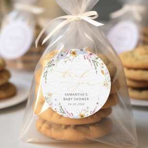 Sticker Rond Elégant Jardin Baby shower Floral Merci