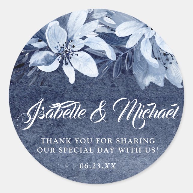 Sticker Rond Elégant joint d'enveloppe couleur bleu-outarde (Devant)