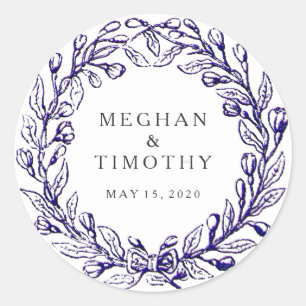Sticker Rond Elégant joint d'enveloppe de Mariage de couronne V