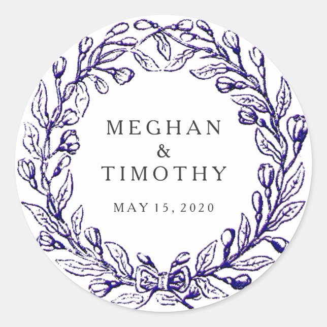 Sticker Rond Elégant joint d'enveloppe de Mariage de couronne V (Devant)