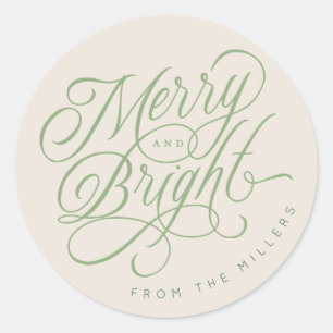 Sticker Rond Elegant Joyeux et Bright script vacances personnal