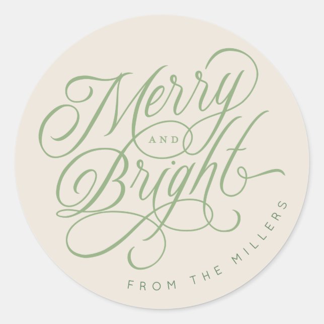 Sticker Rond Elegant Joyeux et Bright script vacances personnal (Devant)