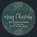 Sticker Rond Élégant Joyeux Noël Vert Adresse de retour Label<br><div class="desc">Ajoutez cette touche d'élégance supplémentaire à vos cartes de Noël avec ces belles étiquettes d'adresse de retour.</div>