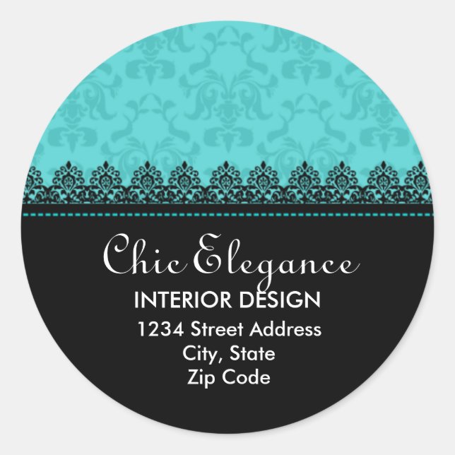 Sticker Rond Elegant Lace et Damask Adresse de retour (Devant)