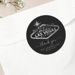Sticker Rond Elégant Las Vegas Destination Merci de mariage<br><div class="desc">Célébrez dans le style avec ces autocollants de mariage modernes et très tendance. Ce design est facile à personnaliser avec votre libellé d'événement spécial et vos invités seront ravis quand ils reçoivent ces fabuleux autocollants.</div>