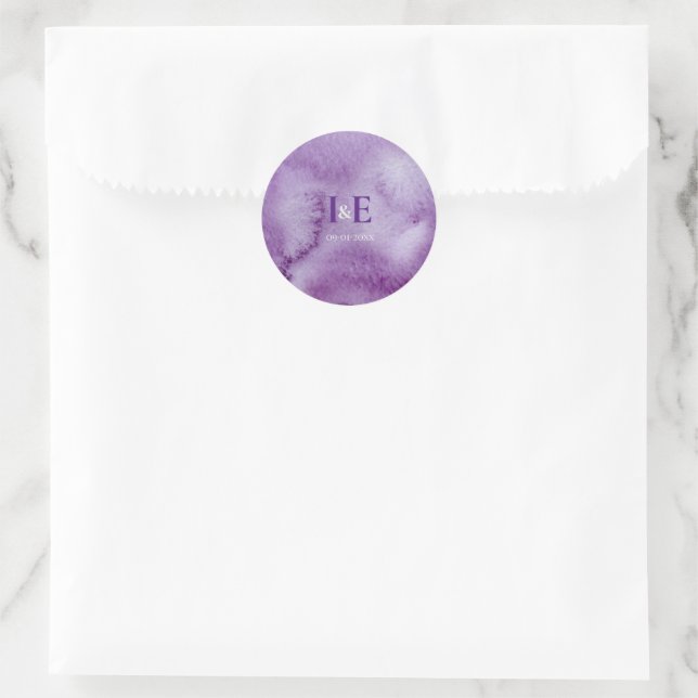 Sticker Rond Élégant Lavage De Couleur Violet Ultra Violet Mari (Sac)