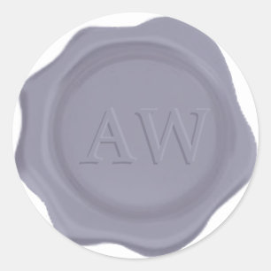 Sticker Rond Elégant Lavande Bleu Monogramme Mariage Cire Sceau