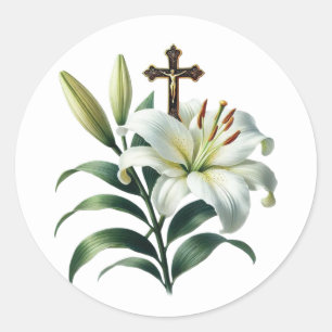 Sticker Rond Élégant Lilly de Pâques