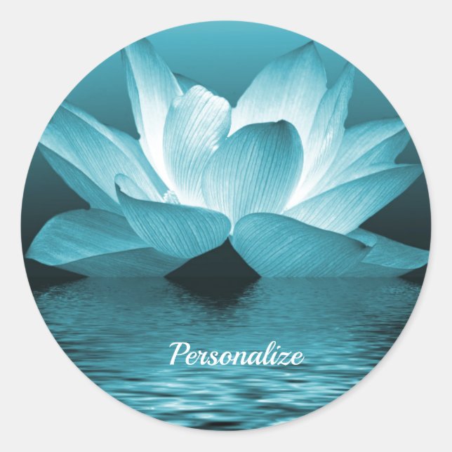 Sticker Rond Elégant Lotus Flower Ocean Zen Yoga Personnalisé (Devant)