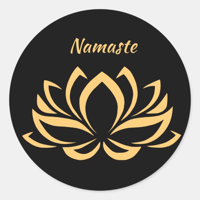 Sticker Rond Elégant Lotus or Fleur Namaste Zen Yoga (Devant)