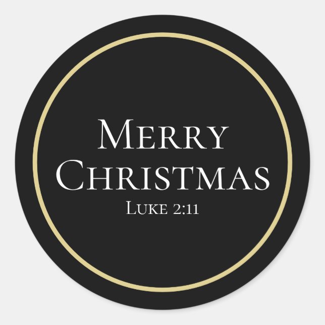 Sticker Rond Élégant Luke 2:11 Black Gold Noël (Devant)