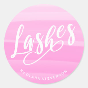 Sticker Rond Elégant magenta aquarelle brushstrokies lashes