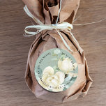 Sticker Rond Élégant Magnolia Eucalyptus Merci Mariage<br><div class="desc">Aquarelle élégante magnolia et eucalyptus mariage merci autocollant pour le sceau d'invitation ou de faveur.</div>